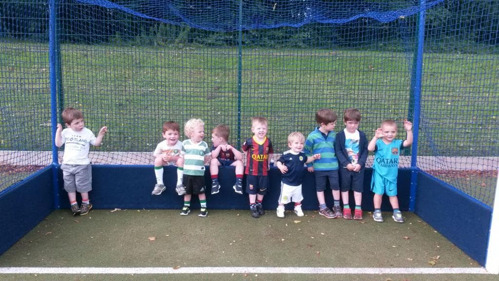 Some of the very first Spartinios children at an early football session